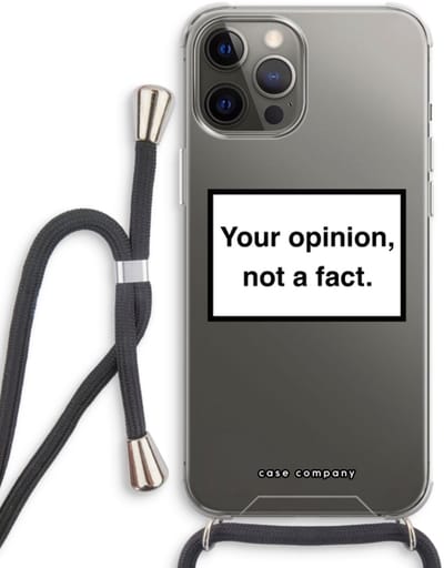 Case Company® - Hoesje met koord geschikt voor iPhone 12 Pro hoesje met Koord - Your opinion - Telefoonhoesje met Zwart Koord - Bescherming aan alle Kanten en Over de Schermrand