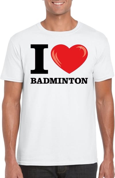 I love badminton t-shirt wit heren S