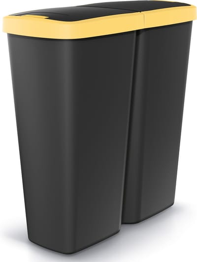Keden Duo Prullenbak - Vuilnisbak 50L met Dubbel Deksel 55x25x57cm - Zwart