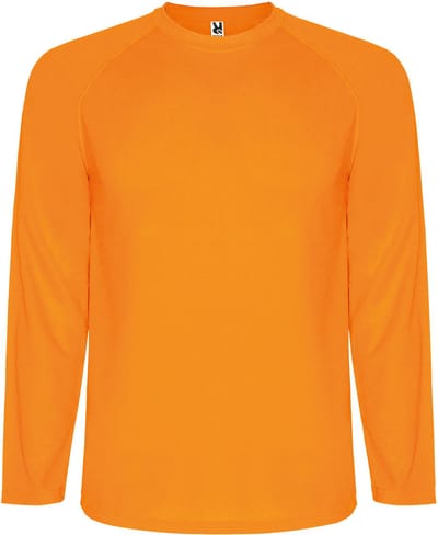 Fluor Oranje unisex unisex sportshirt lange mouwen MonteCarlo 150 grm merk Roly maat S