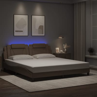 vidaXL - Bedframe - "Viana" - met - LED - zonder - matras - cappuccino - 180x200 - cm