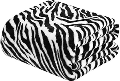 Zachte en kleurrijke oversized fleece plaids voor slaapbank en stoel (130 x 150 cm, zebra)