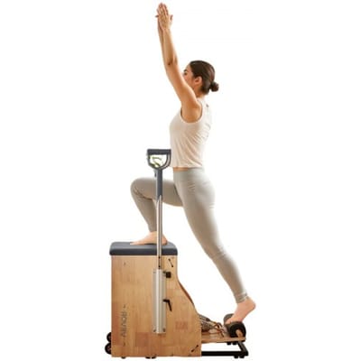 VEVOR Pilates stoel, combi-stoelen met gesplitste pedalen en handgrepen, yoga-fitnesstrainer met rubberhouten frame, oefenreformer, Pilates-weerstandstrainingsapparatuur voor trainingen