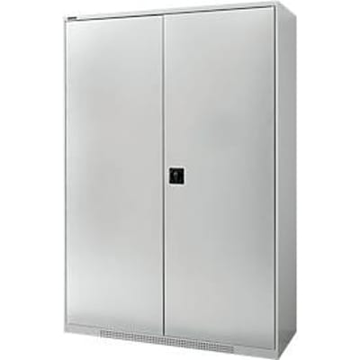 Schäfer Shop Genius FS vleugeldeurkast, staal, met ventilatiegaten, B 1343 x D 520 x H 1950 mm, 5 OH, lichtgrijs/lichtgrijs, tot 750 kg