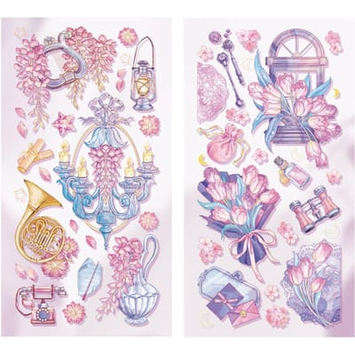 2 stuks vintage scrapbookstickers met bloemen, verguld papier, gemakkelijk aan te brengen, duurzaam en esthetisch aantrekkelijk.