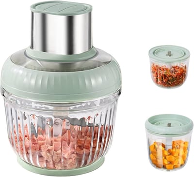 Elektrische Keukenhakmolen - Keukenmachine Mixer - Snel Ingrediënten Hakken - Drie Maten 400W Vermogen - 2.5L 0.8L 0.5L - Groen