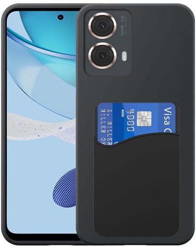 Geschikt voor Motorola Moto G 2023 Telefoonhoesje met Siliconen Pasjeshouder - Flexible Back Cover Case Siliconen TPU with Silicone Cardslot - Zwart - Smartphonica geschikt voor Motorola Moto G 2023