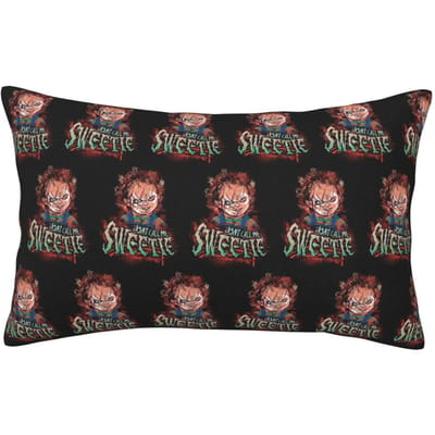 Good Guys Chucky Jouet Dangereux - Taie d'oreiller rectangulaire Poupée Tueuse Housse de coussin Décoration Chambre à coucher Lit Maison Confort Coussin d'appoint 60x40cm black