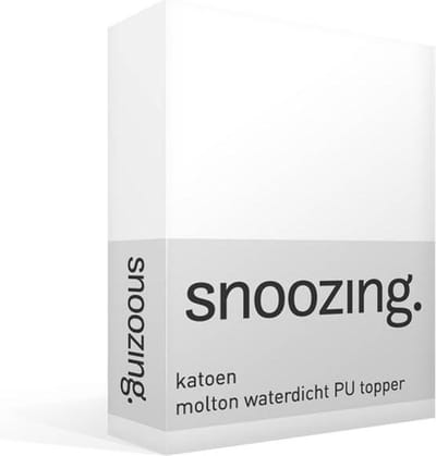 Snoozing - Katoen - Molton - Waterdicht PU - Topper - Hoeslaken - Lits-jumeaux - 180x200 cm - Wit