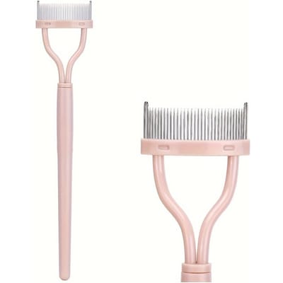 Wimper Scheider Tool - Mascara Borstel & Kam met Boogontwerp voor Precieze Wimpertoepassing, Zacht voor de Ogen, Wimperborstel lichtroze kleur