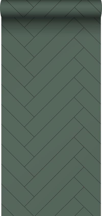ESTAhome behang visgraat-motief donkergroen - 53 cm x 10.05 m - 139222