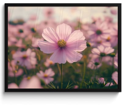 Poster in lijst - Fotolijst 70x50 cm - Posters - Bloemen - Paars - Wazig - Posterlijst zwart - Decoratie - Wanddecoratie woonkamer - Muurdecoratie slaapkamer