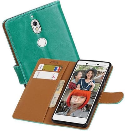 Zakelijke Book Case Telefoonhoesje Geschikt voor de Nokia 7 - Portemonnee Hoesje - Pasjeshouder Wallet Case - Groen