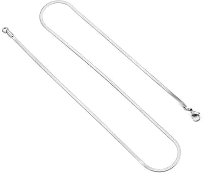 Aramat Jewels | Halskettingen | Platte Slangenketting Zilverkleurig Staal – Elegante Snake Chain RVS | 1.6mm / 60cm |60cm |2mm | Staal | Volwassenen | Verkleurd niet