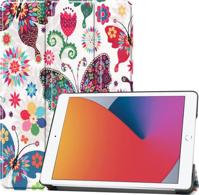 Hoesje - Geschikt voor Apple iPad 8 (2020) - 10.2 inch - 8e Generatie - Dun & Stevig - Hardcover Book Case - Trifold Bookcase Hoes - Hard Cover - Tablethoes - Vlinders