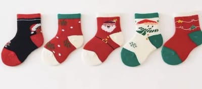 Kerstthema babysokken set van 5 - Winterthema sokken - Kerstsokken - Rendier - Baby Sokken - New born sokken - Multipack - Kraamcadeau voor Jongen of Meisje - Babyshower Cadeau - Kraammand