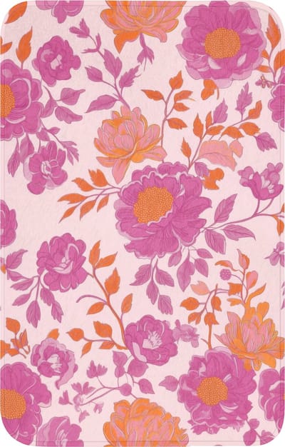 WC mat 50x80 cm - Antislip - Bloemenpatroon - Roze - Oranje - Bloemen - Toiletmat - Vloermat - Douchemat - Toilet tapijt - Toiletmatten
