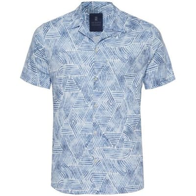 Desoto Overhemd Abstract Streaks Lido Collar Wit-Blauw / male