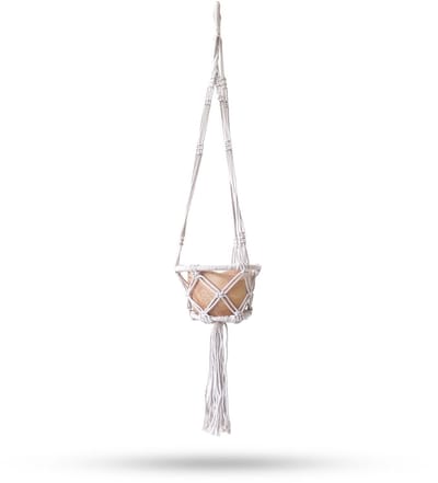Macramé hoepel pannenlap klein - natuurlijk - 16 cm hoepel