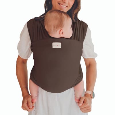 Babylonia Tricot-Slen Organic Ergonomische Draagdoek - Rekbare Baby Draagdoek voor Newborn t/m 15 kg - 100% Biologisch Katoen - Buikdragen - Chocolat Fudge - Warm Bruin