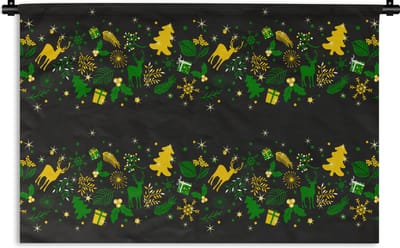 Wandkleed - Wanddoek - Kerst - Patroon - Hert - 180x120 cm - Wandtapijt