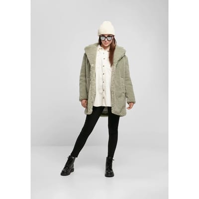 Urban Classics Jas Oversized Sherpa Coat Tb3058 Soft Salvia Dames Maat - M