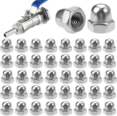 Cap Nuts M6 RVS - 60 Stuks Roestvrijstalen Hoedmoeren voor Schroeven en Draadstangen, Hexagonale Vorm, Duurzaam en Corrosiebestendig