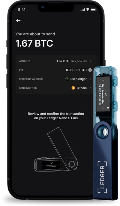 Ledger Nano S Plus – Crypto Hardware Wallet met USB-C – Voor Bitcoin, Ethereum, Solana & NFT’s – 1MB opslag - Beheer 1000+ Coins - Neptune Blue