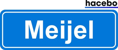 Hacebo - Plaatsnaam Sticker - 29x10 CM - Meijel sticker - Verkeersborden sticker - grappige cadeaus - Meijel