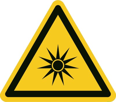 Optische straling sticker 200x200 mm - vinyl - ISO 7010 W027