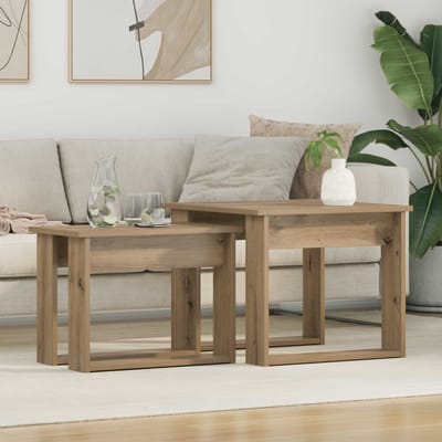 vidaXL - Koffietafel - Set - 2 - st - Artisan - Eiken - 50 - x - 52 - x - 42 - cm - Bewerkt - hout