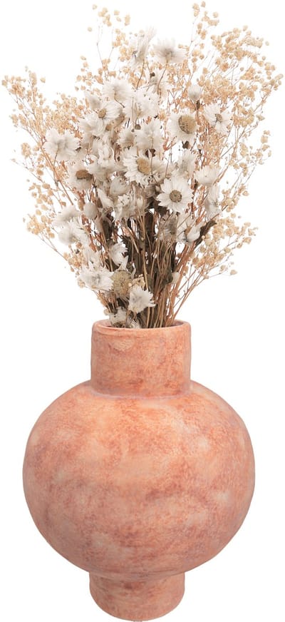 QUVIO Bloemenvaas - Vaas keramiek - Vaasje - Droogbloemen vaas - Ronde vaas - Keramiek - Bol - 25 cm - Oranje