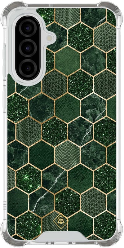 Casimoda® hoesje - Geschikt voor Samsung Galaxy A56 - Kubus Groen - Shockproof case - Extra sterk - TPU/polycarbonaat - Groen, Transparant