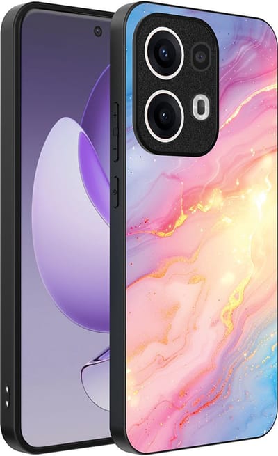 Smartphonica Telefoonhoesje Geschikt voor Oppo Reno 13 Pro met Regenboog Glitter Marmer Opdruk - TPU Backcover Case Rainbow Glitter Marble Design geschikt voor Oppo Reno 13 Pro