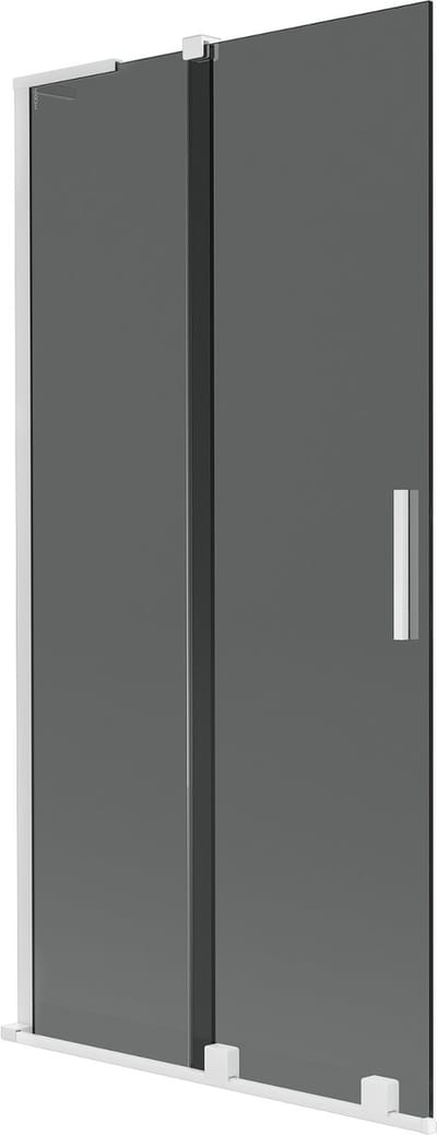 Mexen Velar L badwand 2-delig schuifbaar 90 x 150 , grafiet, wit - 896-090-003-41-20