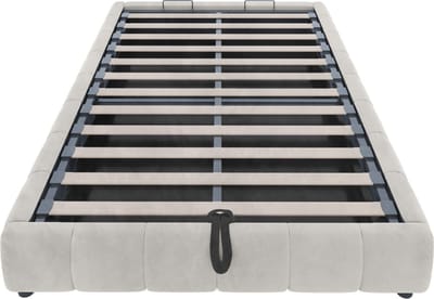 COVREO Bed met hydraulische opbergruimte – 140x200 cm – Bedframe zonder hoofdbord en LED – voor slaapkamer – Beige - zonder matras