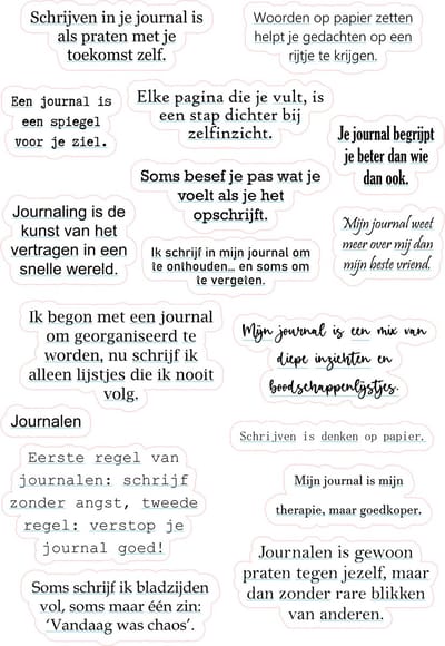 Bullet Journal Stickers - Planner Agenda Stickers - Journalen quote stickers - 16 die cut stickers - tekst stickers - Scrapbook stickers - Ephemera Deco stickers - volwassenen en kinderen