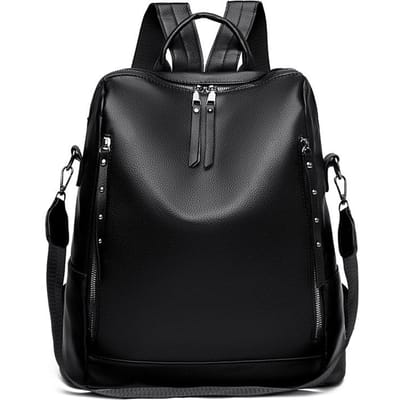 Zachte Leren Rugzak Grote Capaciteit Studenten Schooltas Computer Rugzak Mode Crossbody Rugzak