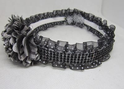 ZoeZo Design - haarband - diadeem - zwart - wit - met bloem