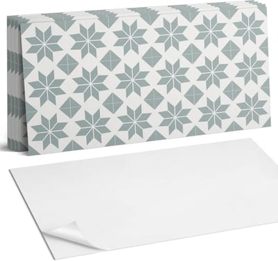Coloray Plaktegels - Geometrische bloemenpatronen Wandtegel Zelfklevend - 60 cm x 30 cm - Grijs Plaktegels - 6 stuks - Rechthoek PVC Tegels - Plaktegels Keuken - Zelfklevende Vloertegels Badkamer - Vinyl Tegels Zelfklevend - Zelfklevende Wandtegels