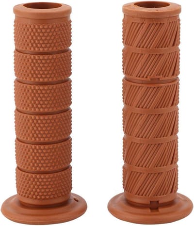 Vintage Motorfiets Handvatten, 2 Stuks Universele 22mm Grips voor Diagonale Stuur Eindstukken (Geel Bruin) - Comfort, Stijl en Grip voor Motorrijden
