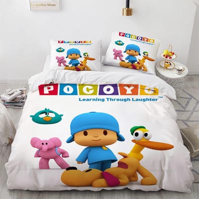Pocoyo's Beddengoedset 3D-geprint Dekbedovertrek&Kussensloop 2/3 Stuks Tweepersoons Volledig Queen King Dekbedovertrek Huishoudtextiel Kindergeschenken 135x200cm-2pcs