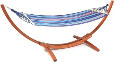 Hangmat met onderstel - Tuin hangmat Katoenen hangmat - Ontspannen in de tuin - Stevig larikshouten frame - 315 cm
