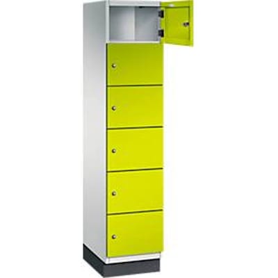 C+P Cambio lockerkast, 1 vak, 6 vakken, met plint, B 400 x D 525 x H 1980 mm, lichtgrijs/kleedgroen