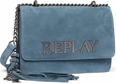 REPLAY Leren Schoudertas Crossbody Bag Dusty Avio Blauw