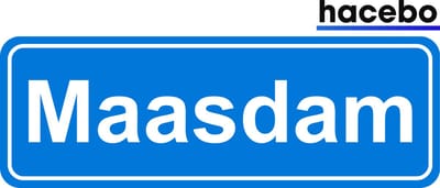 Hacebo - Plaatsnaam Sticker - 29x10 CM - Maasdam sticker - Verkeersborden sticker - grappige cadeaus - Maasdam