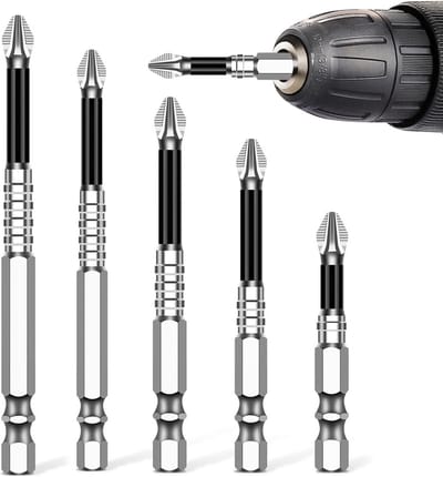 Set van 5 Magnetische Schroevendraaier Bits PH2 met Antislip Ontwerp voor DIY Klussen en Reparaties