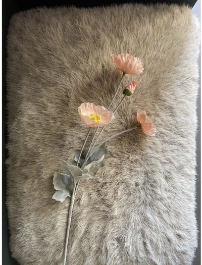 Klaproos - 4 koppig - champagne - zijden bloemen - 3 stelen - onderhoudsvrij - 60 cm - kunstbloemen