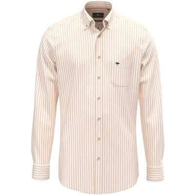 Fynch-Hatton Overhemd Allover Stripe Washed Oxford Button-Down Tangerine / male