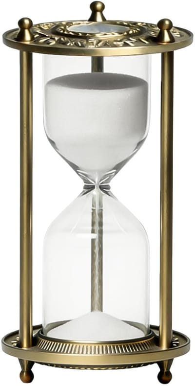 Dailygoods- Zandloper 15 Minuten - Messing Gouden Frame - Antiek Decoratief - Borosilicaatglas - Perfect Cadeau - 23 x 13 x 16 cm - Timer